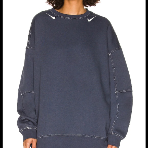 Nike Sweaters - NIKE WOMENS SPORTSWEAR SWOOSH CREWNECK 'THUNDER BLUE Oversized Size M